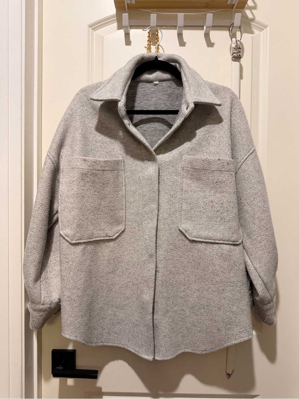 Women's Oversized Gray Shacket Jacket